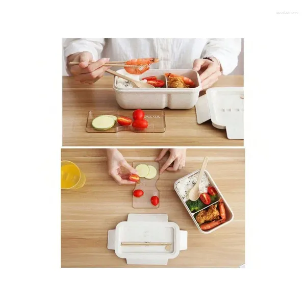 Dinnerware 1pc Microondas Seguro Lancheira Bento Recipiente de Palha de Trigo de Plástico para Home Kitchen Portable Outdoor Camping Trip