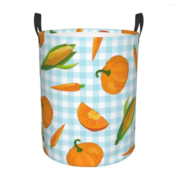 Borse per lavanderia cestino pieghevole per vestiti sporchi Simboli di mais carota zucca stoppe cestino per bambini organizzatore