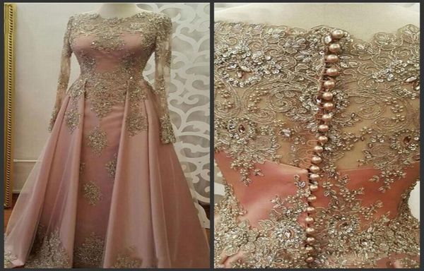 2020 Novos vestidos de noite de manga longa para mulheres usam apliques de renda abiye dubai caftan vestidos de festa de baile muçulmano vestidos de fiesta9257037