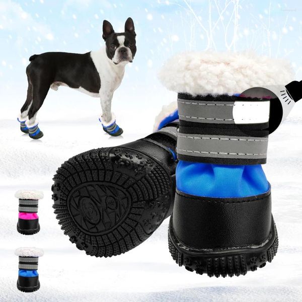 Vestuário para cães de inverno sapatos quentes de algodão não deslizante Pet para cães médios pequenos chihuahua neve meias grossas