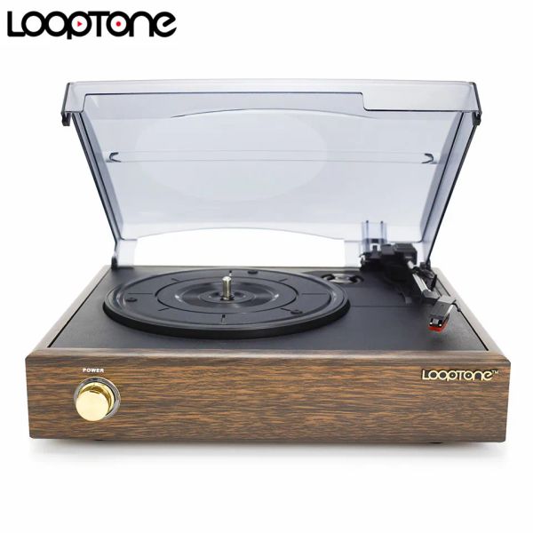 Alto -falantes looptone 3speed clássico fonógrafo de gramofone gramofones drivida de cinto giratable vinil lp player w/ 2 falantes estéreo construídos