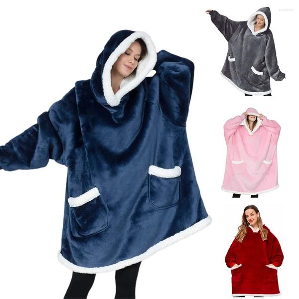 Coperte calde teatri di grandi dimensioni con cappuccio coperta una tasca gigante unisex pile spessa ponderata per adulti e bambini