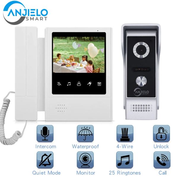 Intercom Handhell Video Door Door Telefono 4.3 pollici interfaccia 700tvl Camera da campanello di sicurezza 4wire Connection Intercom per protezione domestica