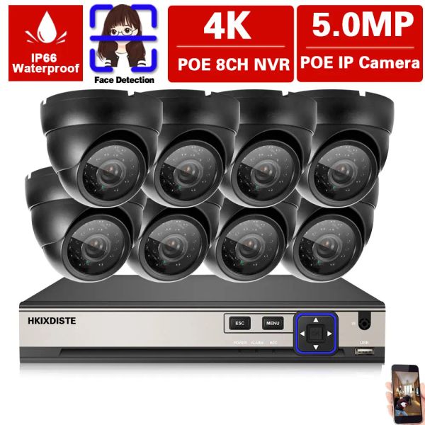 Sistem H.265 8CH 4K POE NVR CCTV Güvenlik Kamera Sistemi Ultra HD 5MP POE IP Kameralar Set Açık Su Geçirmezlik Video Gözetleme Kiti XMEYE
