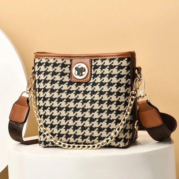 Sagni a tracolla Net Celebrity Thousand Bird Plaid Bag Female 2024 Donne femminile Diagonal Diagonal Ladies