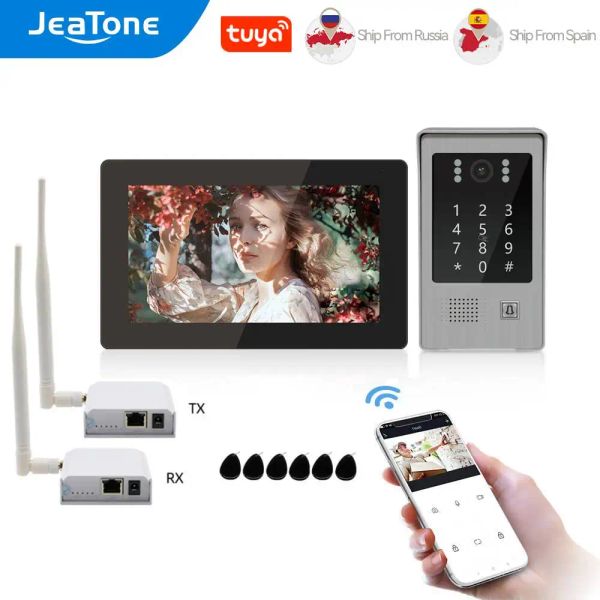 Türklingel Jeatone Home Wireless IP -Video -Tür -Intercom -System 7 -Zoll -Touchscreen -Monitor mit 1,0 -MP -Türklingelkamera und Transceiver