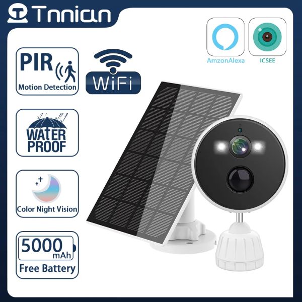 Tratamentos Nian 5MP Câmera de Wi -Fi ao ar livre PIR PIR Motion Câmera sem fio 6000mAh Proteção de segurança recarregável Câmera IP Smart IP