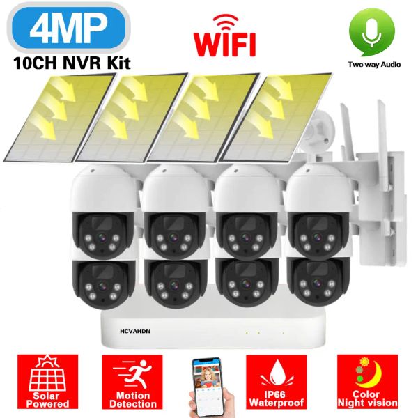 Sistem 8CH 5MP WIFI NVR Kiti Açık Güneş PTZ CCTV Kamera Güvenlik Sistemi Kiti 4MP Renk Gece Görüşü Pil Güçlü IP Kamera Seti 4CH