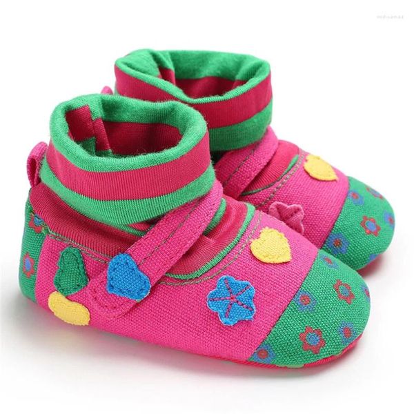 Stivali calzini per neonati scarpe da ragazzi ragazzi ragazze fiori ricami a forma di cuore inverno nato colore giuntura calda 0-18 mesi a20