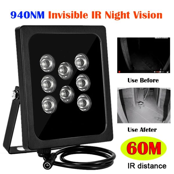 Accessoires 940nm Invisible Illuminator 50m IR -Entfernung 8pcs LED Infrarot LED LED Outdoor -Kamera Nachtsicht Füllen Sie Licht für CCTV -Kamera