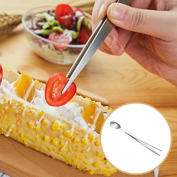 Geschirrsets 2 in 1 Edelstahlverkostungslöffel Pinzetten Dual -Funktion für Party Kitchen Accessoires Chef Cooker Gadget Appetizer