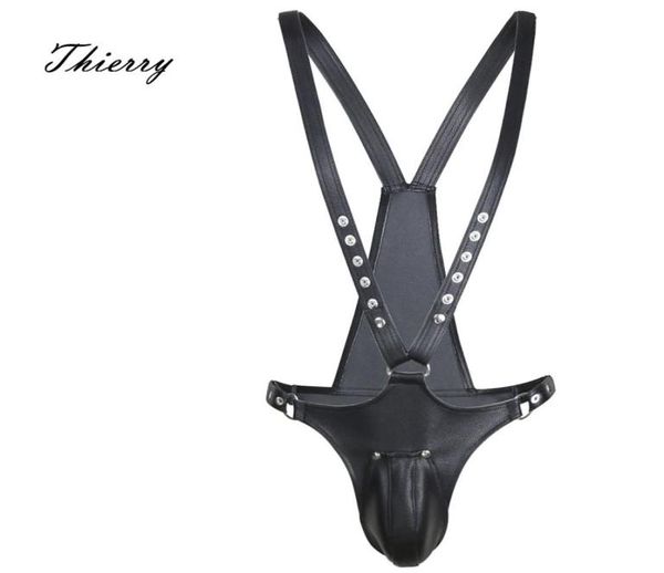 Thierry bondage Man Bib resumores com gaiola de gaiola de gabinete removível Restrição do chicote de dispositivo para adultos Jogos de adultos Strap no V 21077619714