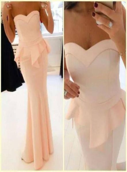 Elegante scollo a cuore Mermaid Long Dress Long Promerica Sexy Satin Sleeveless con abito da sera con cerniera piena di peplo Gow9488220