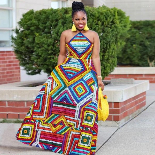 Ethnische Kleidung afrikanische Kleider für Frauen 2024 Ankunft Sommer Dashiki sexy gedrucktes ärmelloses Kleid Nigeria Türkei Afrika Kleidung