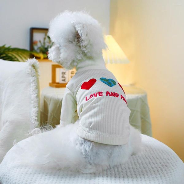 Abbigliamento per cani 1pc abbigliamento da pet gatto primavera e camicia da fondo per il pullover per pace bianco autunno adatto per piccoli cani di medie dimensioni