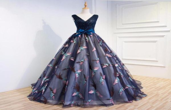 Dhgate Luxury Women Appliques Abiti da ballo Birds Navy Blue Ball Gowns Vestitido de Noiva Donne da sera formale di fascia alta 8172857