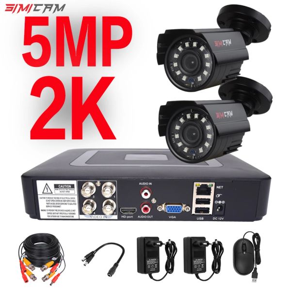 Sistem 5.0MP CCTV Güvenlik Kamera Sistemi 4ch AHD Kamera DVR Video Kaydedici Kızılötesi Gece Görüş ICUT 2K Gözetim Kiti Telefon Uzaktan