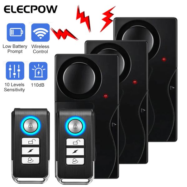 Kits Elecpow Wireless Antitheft Alarm mit Fernbedienungstür und Fenstervibration Alarm 110 dB Home Bicycle Security Einbrecher Alarm