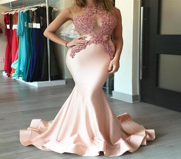 Abiti da sera sirena sexy Long 2019 Sheer See attraverso il busto in pizzo Applique Ball Ball Dress Aesaci Cocktail Party Sweet 16 Gow1957925