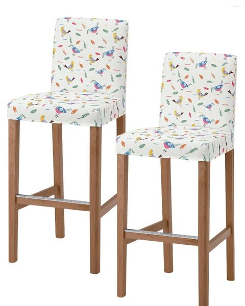 Sandalye elle boyanmış kuş yaprakları ve çiçekler üst sırtlı mutfak elastik bar taburesi slipcover yemek odası koltuk kasalarını kapsar