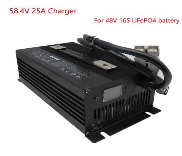 1500W 48V 25A CARREGADOR DE BATERIA LIFEPO4 584V Fosfato de ferro para 512V 16S LFP RV EV AGV Power Golf Cart Forklift Charger2412639