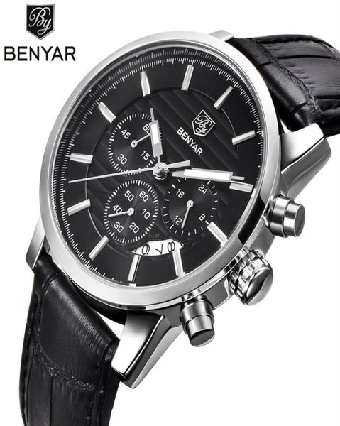 Benyar Fashion The Nevanless Steel Chronograph Sports Mens Watches Top Brand Luxury Quartz Business Watch Clock Relogio Masculino230J3935876