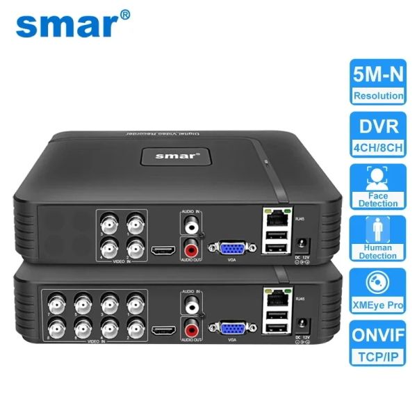Registratore SMAR 5 in 1 CCTV Mini DVR TVI CVI AHD CVBS CAMERA IP Video Registratore digitale 4CH 8CH 5MN AHD DVR 5MP NVR Security System onVif