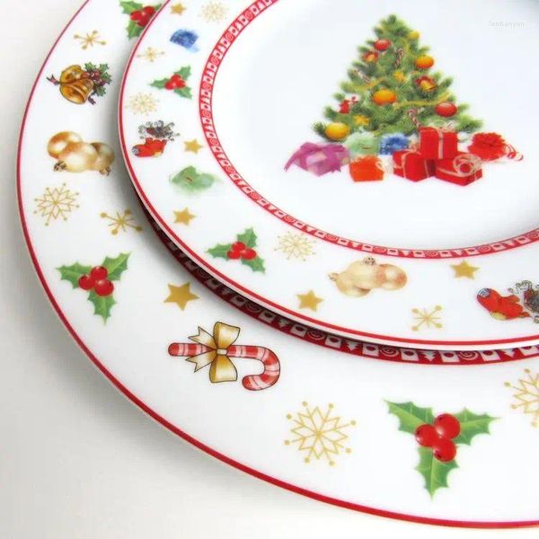 Piatti colorati decorativo di Natale decorativo per alberi in ceramica set design insalata di frutta dessert snack per feste piatti da tavolo