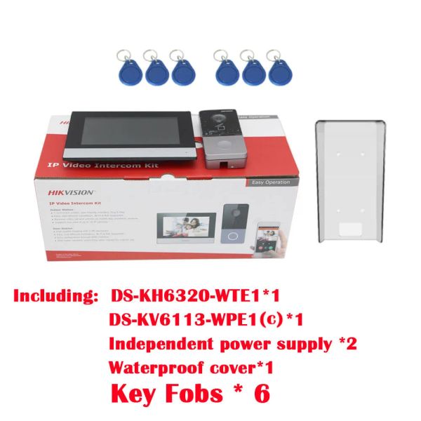 Monitör Hikvision ip video intercom kiti dskis603p (c) dskv6113wpe1+ dskh6320wte1 poe kapı zili kapı istasyonu wifi monitör