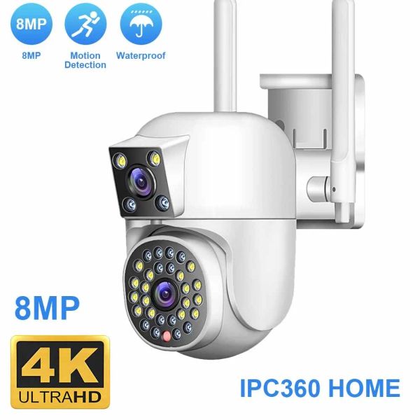 Telecamere 4K HD HD Dual Lens Wifi Camera 2K Schermo Dual Screen PTZ Camera da esterno Tracciamento automatico Sicurezza Waterroof Surveillance IPC360 Home