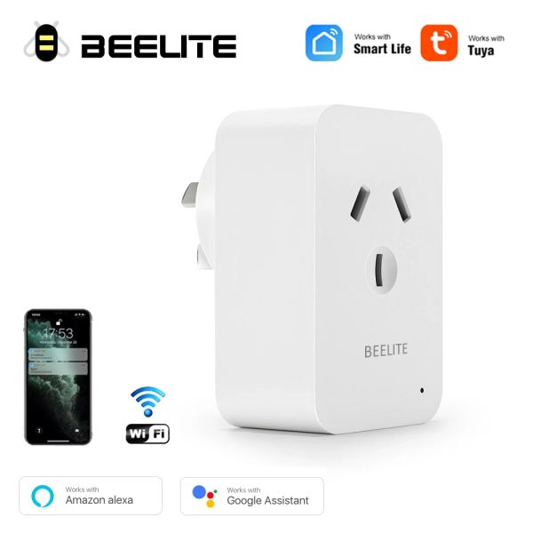 Заглушки Beelite Smart Plugul Au 16a Wi -Fi Socket New Zealand Power Energy Timer Timer Tuya Alexa Plugc