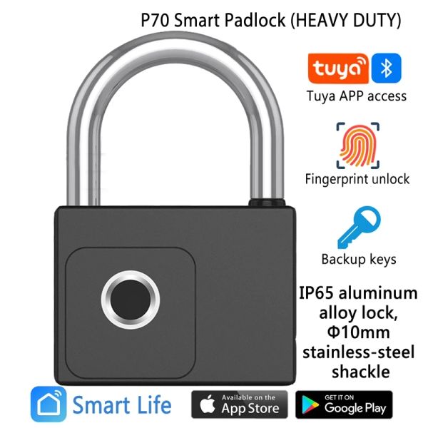 Lock IP66 Water of Water of Tuya App Remote Smart Padlock Fingerabdruck Elektronische Vorhängeschloss USB -Wiederaufladungsbeutelanschluss mit Taste Unlock