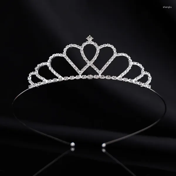 Haarzubehör 1PC Elegant Silberkristall Pfirsich Herz Braut Krone für Mädchen Prinzessin Geburtstag oder Weihnachtsfeiergeschenk