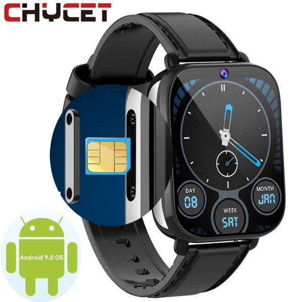 Uhren Chycet Android System Smart Watch Men 1,75 Zoll mit Kamera SmartWatch Frauen 4G+128G Memory GPS Fitness Tracker -Uhr für Sport