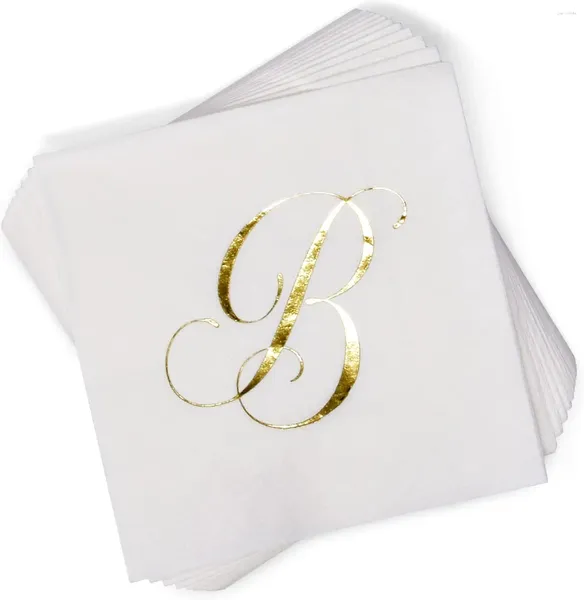 Partyversorgungen 100 Gold Cocktail Servietten Brief B Custom Logo Folie Hand Serviette für Pulverzimmer Hochzeitsurlaub Geburtstag