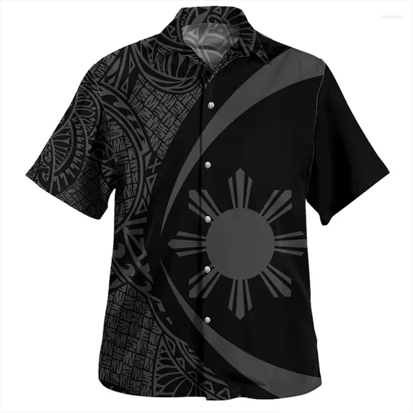 Camicie casual maschile estate harajuku 3d 3d plynesian filippines nazionale di stampa bandiera nazionale di abbigliamento grafico y2k grafico