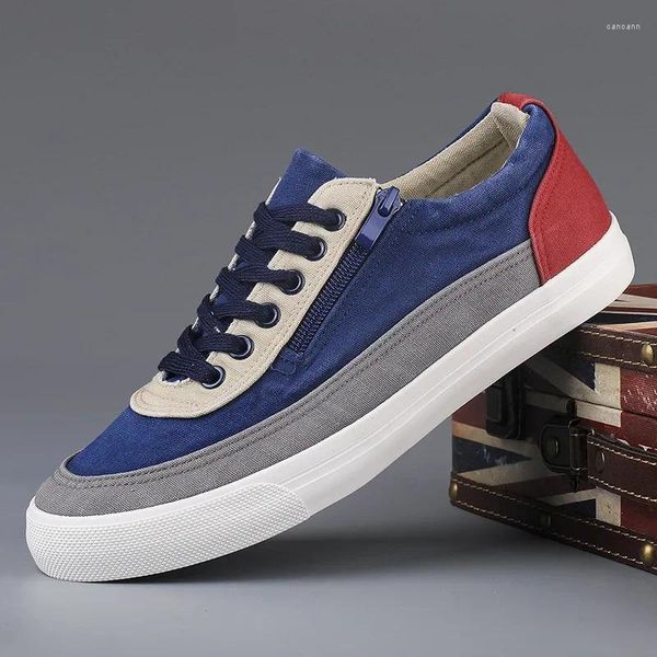 Casual Shoes Herren -Leinwand -Slipper atmungsaktive Sneaker bequemer männlicher Schuhe Designer Doppelzip Zapatos de Hombre 7661