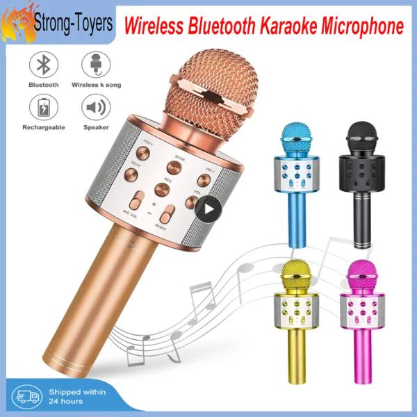 Microfones sem fio karaokê microfone bluetoothcompatible ortoista portátil KTV Player com dancing LED Lights Record Função