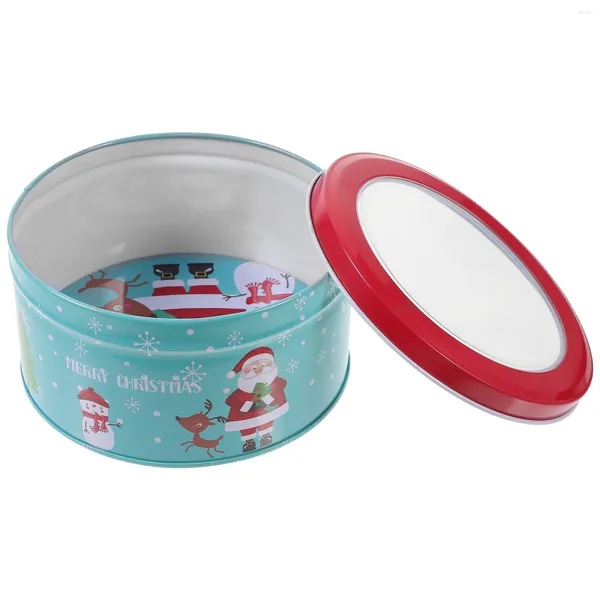 Garrafas de armazenamento Caixa de biscoito de caixa de lata de Natal com tampas decorações de bolo de doces suprimentos de suprimentos de contêineres jar biscoito