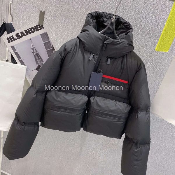 Designer Neue Damen mit Kapuzenkurzjacke Winter Park Jacke Klassische Modebriebsbuchstaben winddicht und warme weiße Ente Down Jacke