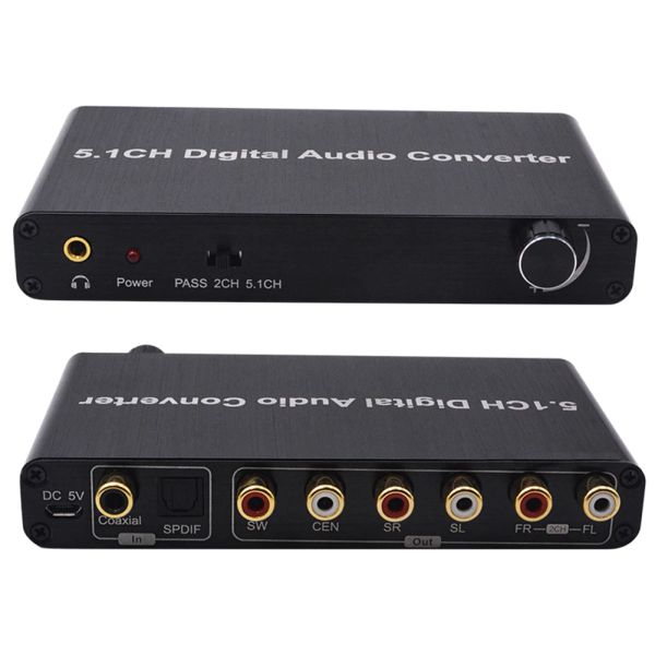 Konverter 5.1CH Digitaler Audiokonverter SPDIF -Eingang in 5.1 Kanal Audio Digital Sound Decoder Converter kompatibel für Dolby Decoding