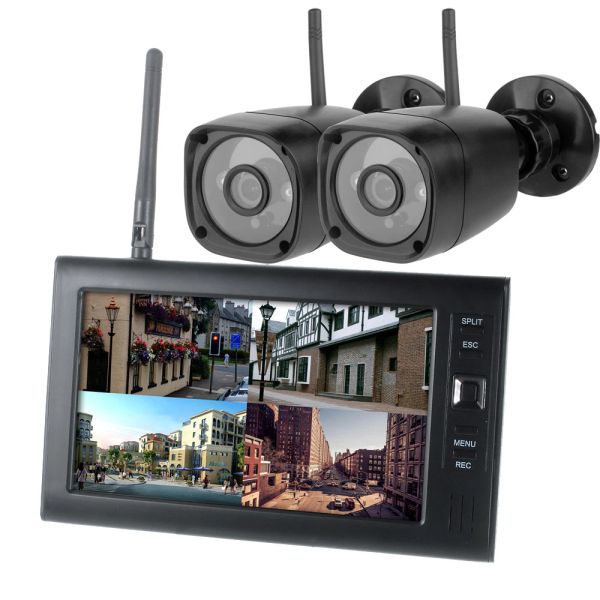 System Wireless Überwachung 2,4G 4Ch Security CCTV 720p Kamerasystem Babypudel mit Infrarot Nachtsicht