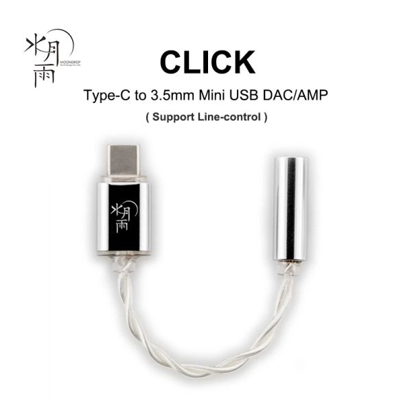 Amplificador moondrop clique em TypeC a 3,5 mm Mini USB DAC/AMP AUDIO CABO SUPORTE DE LINECONTROL PARA ANDROID Phone