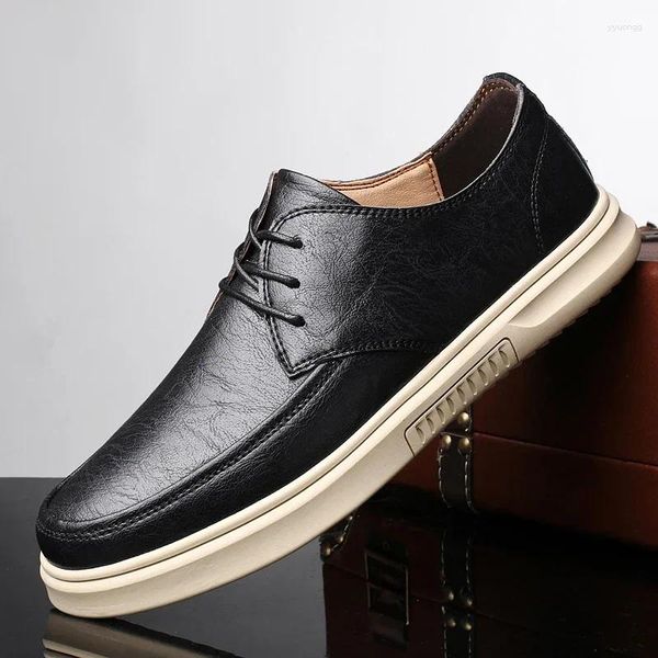 Sapatos casuais, homens de couro genuíno amarrar oxfords respiráveis homem mocassins que dirige a marca dessliner