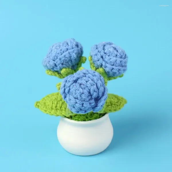 Dekorative Blumen leicht zu reinigen gestrickte realistische Blumenstopf Pflanzendekor für häusliche handgefertigte Häkeln Blumenarrangement niedrig