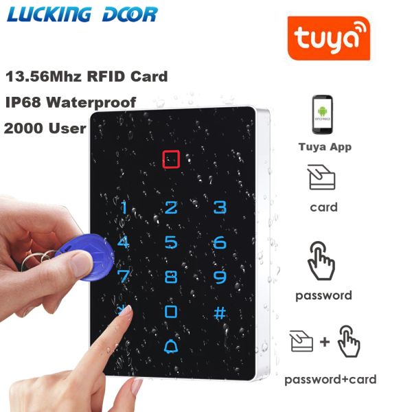 Комплекты 13,56 МГц RFID -карта Watrepronal Wi -Fi Tuya App Backlight Touch Controck Control Control Клавиатура открывателя блокировки дверей WG34 Входной вывод карта Manger