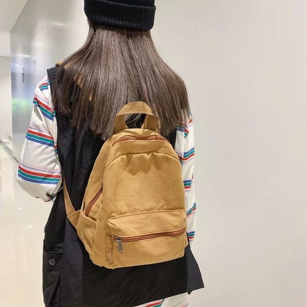 Backpack Small Canvas Vintage Pacote Unissex Men Men Men Bags for Teenage Girls Mochilas Mini mochila de cor sólida