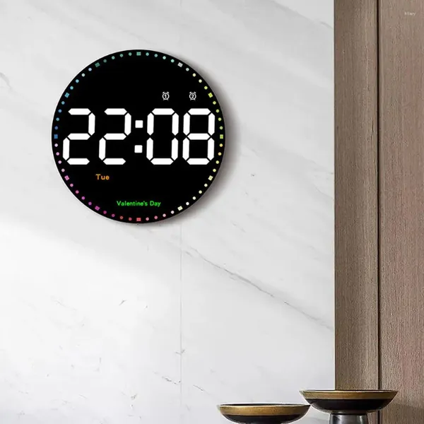 Relógios de parede LED de tela grande Data de temperatura Digital Data de pendura O alarme eletrônico com controle remoto para o quarto Home de E8T0