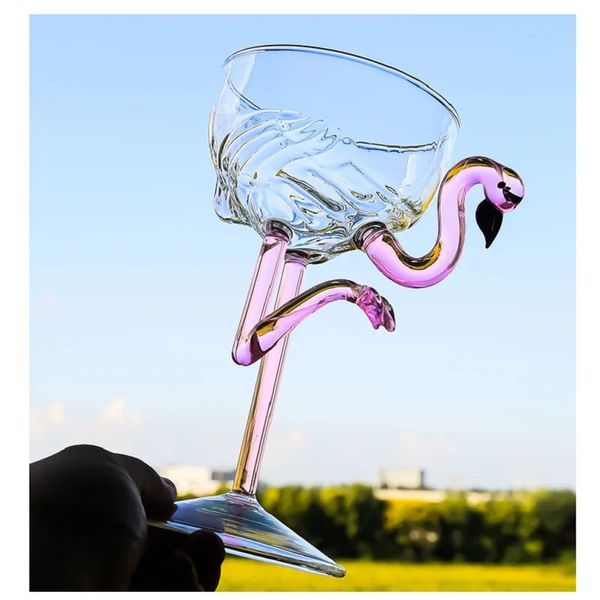 1 pezzo 200 ml/6 once elegante elegante chiaro rosa flamingo galuble glassone champagne coupé martini cocktail bicchieri tazza per la festa del bar 240410