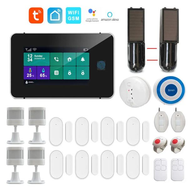 KITS WiFi GSM TUYA SmartLife App Intelligent Home Burglar Alarm System da 4,3 pollici Supporto per pannelli touch Google Home Alexa